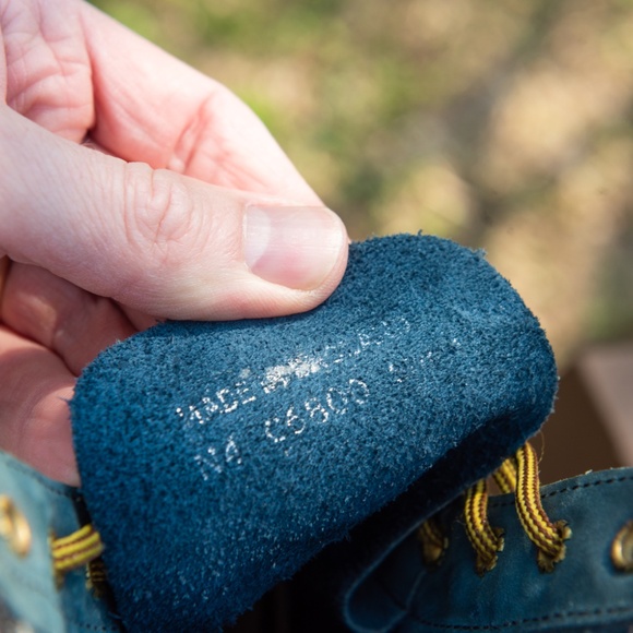 Vintage 1990s Dr. Martens 1460 Made in England Blue Suede Leather Boots Men's 12 - Picture 11 of 11